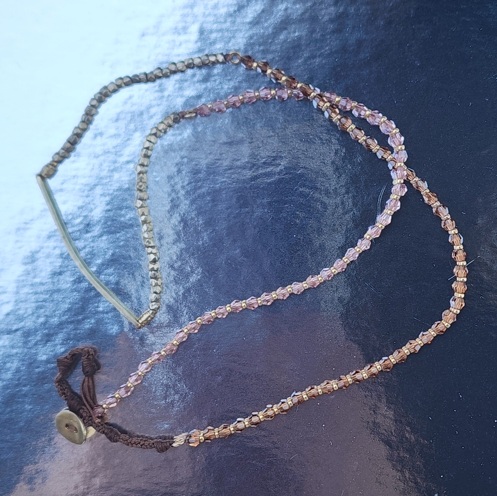 Chan Luu 925 Silver/18k Gold Plated, Rose/Chocolate Labrodite, Beaded Necklace